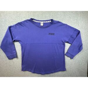 Victoria's Secret PINK Spirit Jersey Purple Long Sleeve Logo Pullover Large